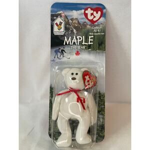 Ty Plush Animal White Maple The Bear The Beanie Babies Collection New